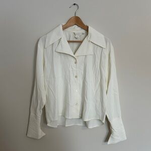 Vintage 80s Cream Button Up Shirt